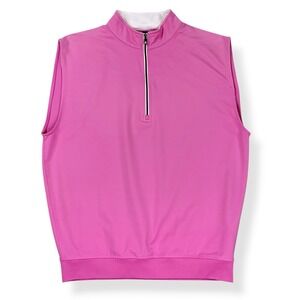 Footjoy Vest Men Medium Pink Sleeveless 1/4 Zip Popover Stretch Golf